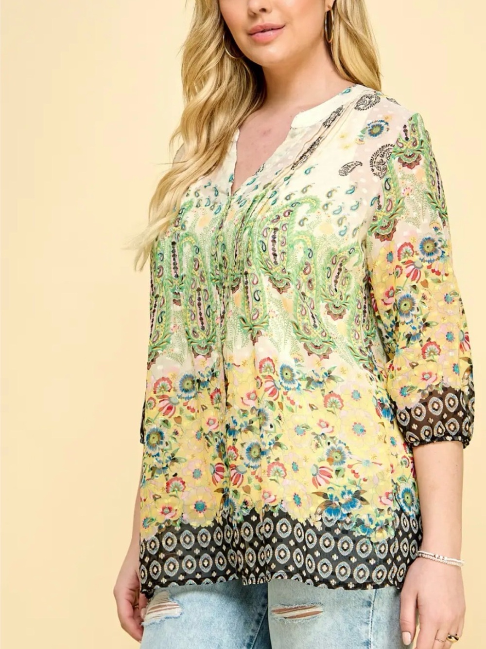 Anthro Figueroa & Flower,  Sheer, Flowy Peasant Top, XL